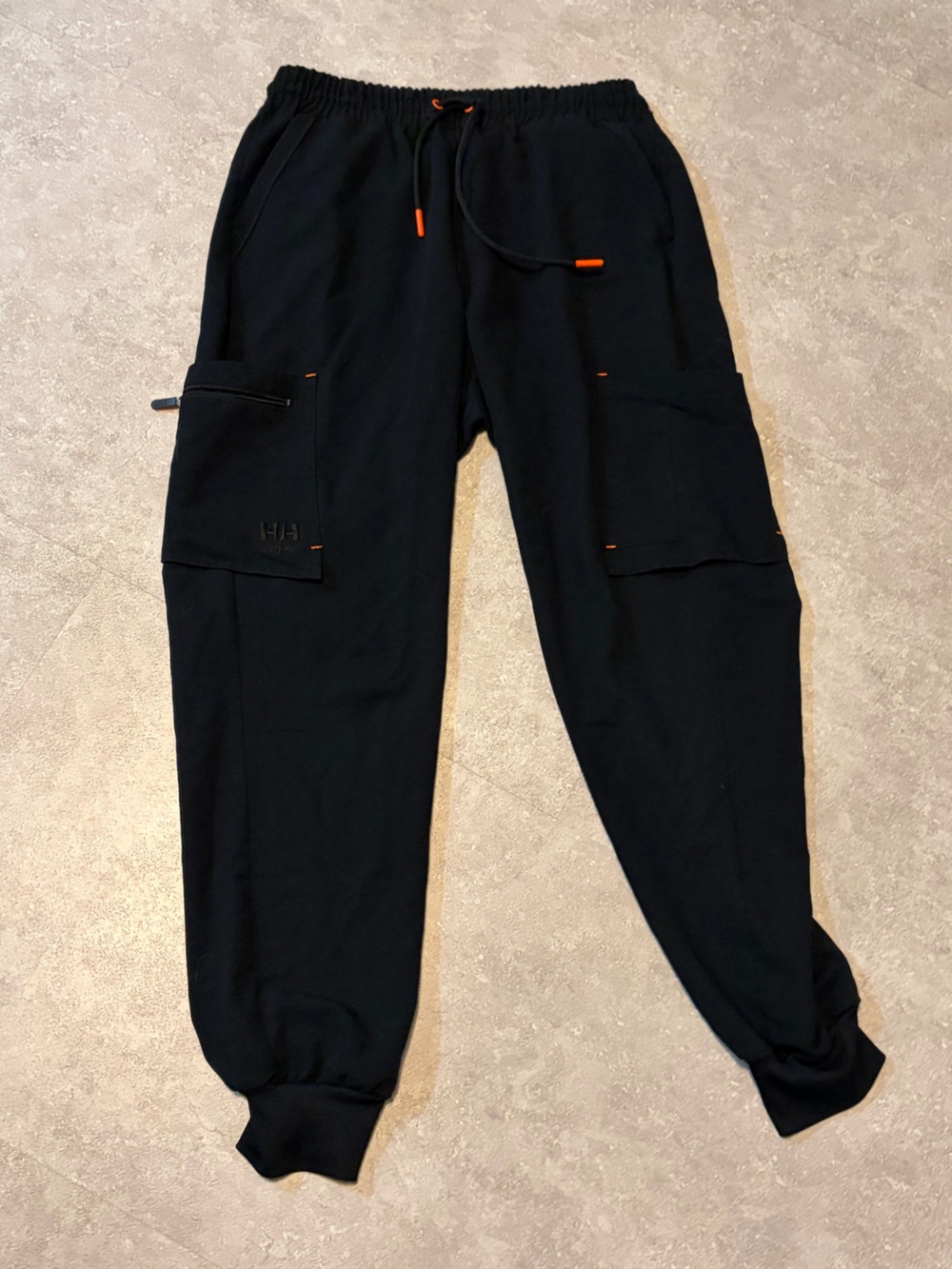 Helly Hansen Black Cargo Joggers/Scrubs with Orange Accents and Side Pockets